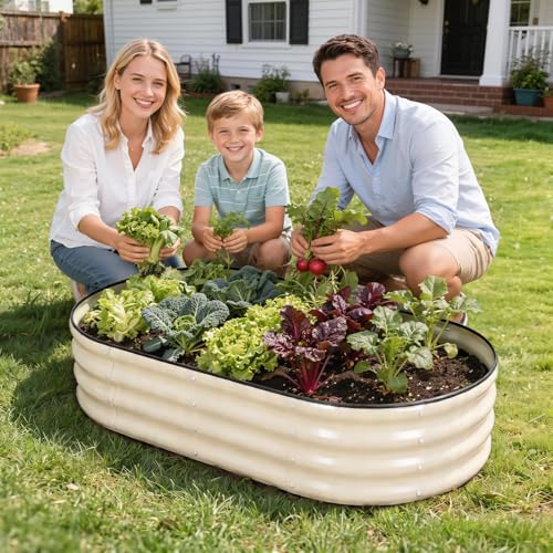 1MORE Galvanized Raised Garden Bed Outdoor,Planter Bed 4x2x1ft,White,4-Pk - color: White