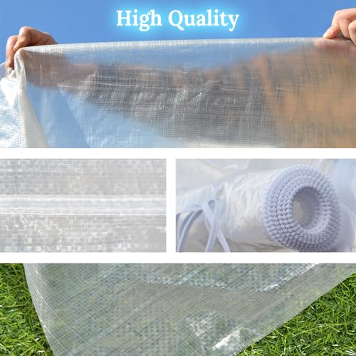 Greenhouse Replacement White Cover for Large Hot House , Support Arch Climbing Frame , Cover Comes in 3 Pieces, with ABS Clamps (Frame Does NOT Included) (10' x 7' x 6') - size: 10' x 7' x 6'
