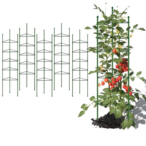 G-LEAF 6 Pack 6ft Tomato Cage for Garden Plant Support, Garden Stakes Tomato Cage, Tomato Cages Plant Stakes for Climbing Plants - size: 6FT-6Pack