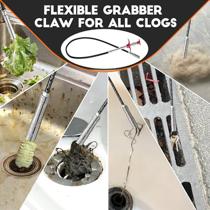 Flexible Grabber Tool (4 Claws), Snake for Shower Drain with Tweezers - color: 24 inches