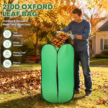 2 Pcs Leaf Bag Chute, Reusable Pop Up Leaf Bag Chute for Easy Leaves Cleanup, No Bending Required, Foldable Leaf Bag Holder for Lawn Yard Gardening Camping Parties