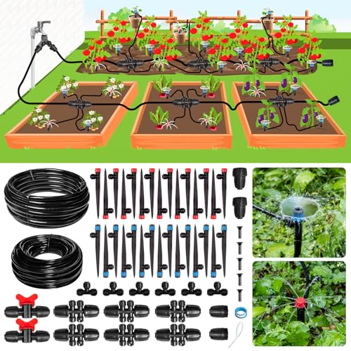 Maotong 240FT Drip Irrigation System Kit New Quick-Connect, Automatic Garden Watering Misting System for Greenhouse, Yard, Lawn, Plant with 1/2 inch Hose 1/4 inch Distribution Tubing and Accessories - size: 240 FT (40FT Main Tube+200FT Distribution tube)