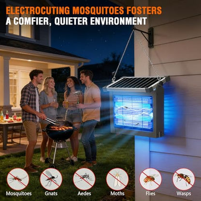 ZECHUAN Solar Bug Zapper Outdoor, Rechargeable Mosquito Zapper - color: Gray