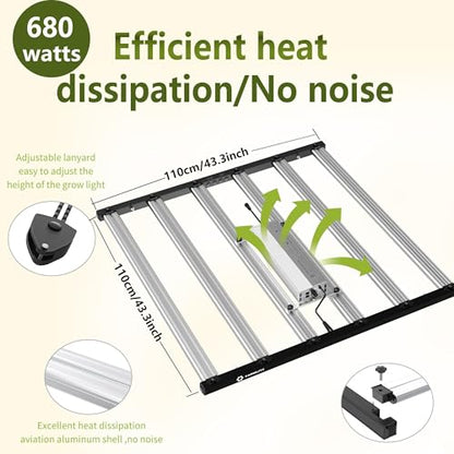 FARMLITE 680W LED Grow Lights for Indoor Plants Full Spectrum Growing Bar - size: 680watts
