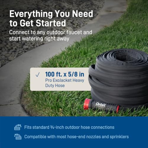 Orbit Pro ExoJacket Heavy-Duty Water Hose, 100 ft. x 5/8 in - 22130 - size: 100 Ft, style: Pro ExoJacket