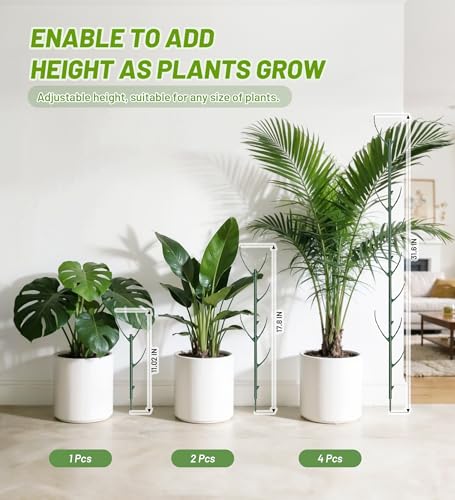 Plant Support Stakes, Stackable Plant Support Poles, Green, 6 Pcs