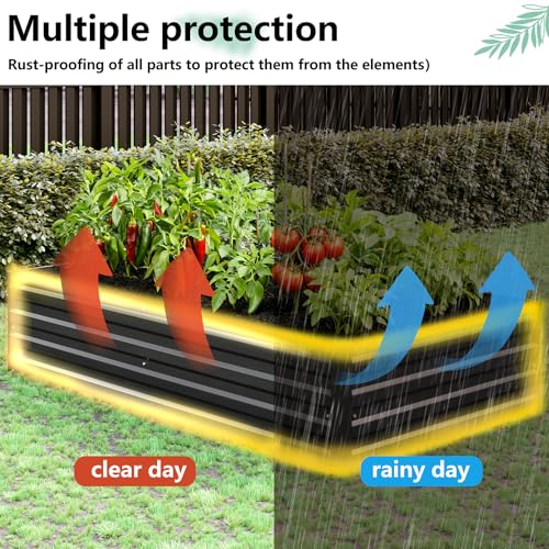 Vengarus 2PCS 9x3x1ft Galvanized Raised Garden Beds Kit,Planter Box Black - color: Black, size: 9x3x1FT(2PCS)