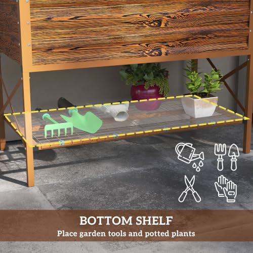 Outsunny Raised Garden Bed with Galvanized Steel Frame, Dark Brown - color: Dark Brown