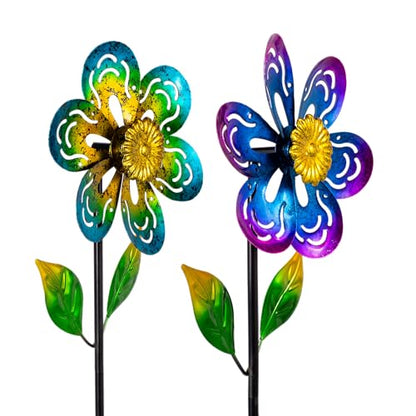 Viveta 2 Pack Wind Spinners,Flower Garden Sculpture - color: Flowers