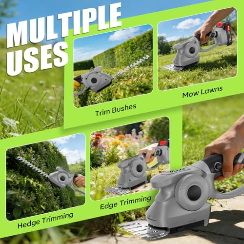 2-in-1 600W 21V Cordless Hedge Trimmer, Gray