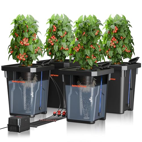 Spider Farmer DWC Hydroponics Growing System Kit 4 Buckets for Indoor Plant - size: 4 Buckets + Top Drip Kit
