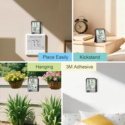 AyayaBoss 3 Pack Room Thermometer Indoor Hygrometer - color: black