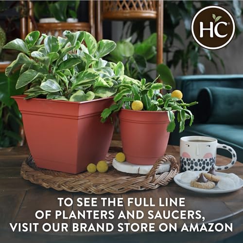 The HC Companies Eclipse Square Planter Pot, 12 Inch, Clay, 2-Pack - color: Clay, size: 12", style: Pack of 2