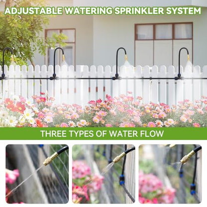 Drip Irrigation System Kit 120FT Garden Watering Misting System - size: 120ft+16pcs nozzles and connectors