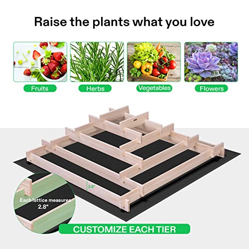 VIVOSUN 5-Tier Wooden Raised Garden Bed, Outdoor Planter Box 42x42x14 - size: 42 x 42 x 14 Inches (5-Tier)