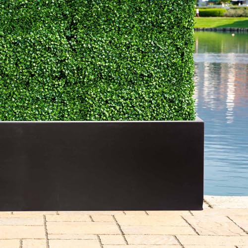 NatraHedge Hampton Wooden Planter Box (44"" Lx15 Wx15 H) Black-Aluminum - color: Black- Aluminum