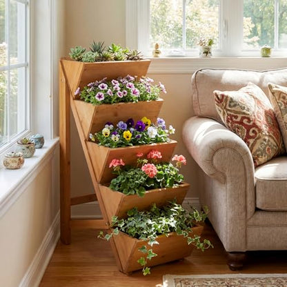 HAPPYGRILL 5-Tier Vertical Raised Garden Bed with Legs - size: 5-Tier