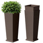 Devoko Resin 32'' Tall Planters, Large Taper Outdoor Planter - color: Brown, size: 32" With Trays
