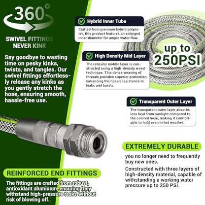 75 FT Heavy Duty Garden Hose, 1/2 ID x 75FT Durable Outdoor Water Hose - size: 75FT