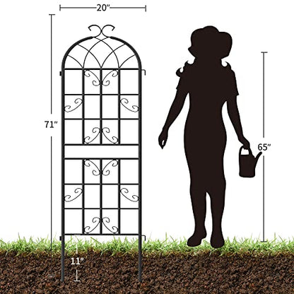2-Pack 71" Black Metal Garden Trellises with Butterfly Design - color: 2 Pack 71"- Butterfly Black