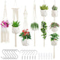 SFENNGPET Macrame Plant Hangers, 6Pack Hanging Planters for Indoor Plants - color: Ivory