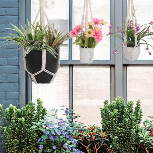 Handmade Macrame Plant Hangers, 2 Pack Hanging Planters Baskets