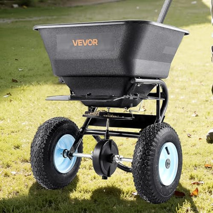 VEVOR Broadcast Spreader 100 LBS Capacity Walk-Behind Push Spreader Black