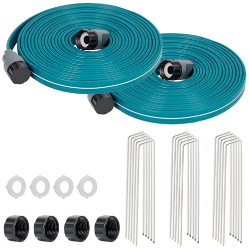 LINEX Sprinkler Soaker Hose 25ft x 2, Garden Lawn Watering Hose with Stakes - size: 50FT(25FT*2pack)