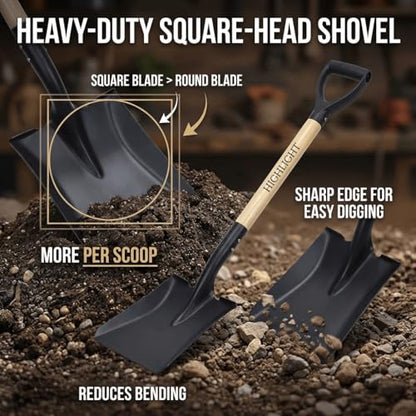 Flat Square Shovel 41 Inch Heavy Duty D Handle Steel Digging Garden Shovel