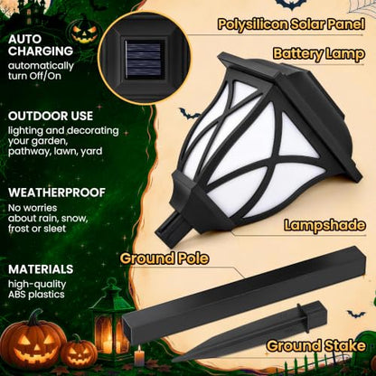 GIGALUMI Solar Halloween Lights Outdoor, LED Solar Pathway Lights 8 Pack - color: Green, size: 8 Pack