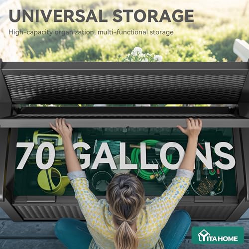 YITAHOME 70 Gallon Deck Bench with Storage - color: Black, size: 80Gallon