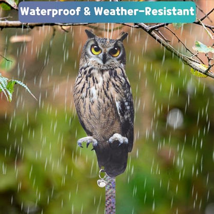 4Pack Reflective Fake Owls Hanging Decoration Garden Owls Scarer Devices with Reflective Tape to Keep Pigeon from Windows Tree - color: Amazed Eagle 4pcs