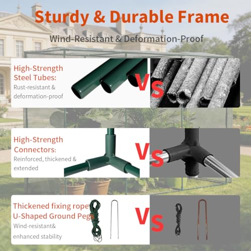 Crop Cages for Garden Plant, Plant Protection Tent with Zippered Door, Raised Bed Cover, Garden Bed Cover with Frame, Wind-Resistant Plant Cages for Outdoor Plants Vegetable Flower 87''*43''*71'' - size: 87''*43''*71''