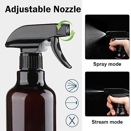 Plastic Spray Bottles 16.9oz/500ml 2 Pack, Amber - color: Amber