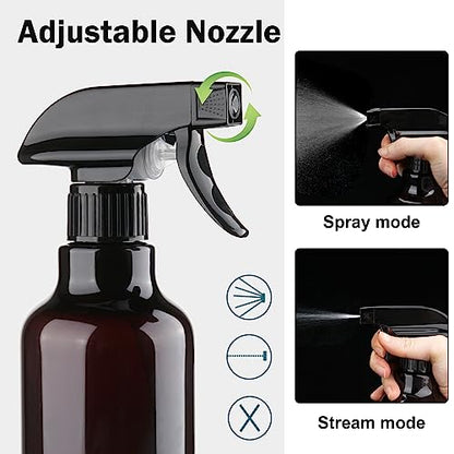 Plastic Spray Bottles 16.9oz/500ml 2 Pack, Amber - color: Amber