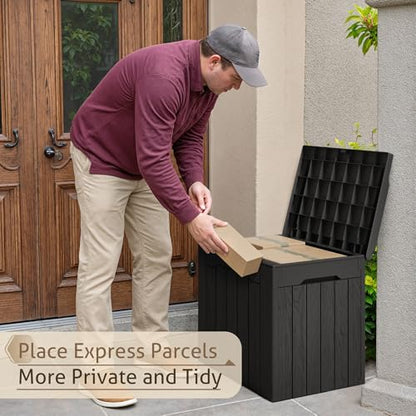 Flamaker 2 Pack Deck Box 31 Gallon Waterproof Resin Storage Box with Lid - color: Black, size: 31 Gallon-2 Pack
