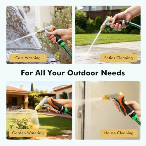 RESTMO Metal Water Hose Nozzle, High Pressure Garden Sprayer, Orange - color: Orange