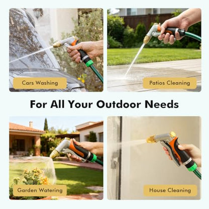 RESTMO Metal Water Hose Nozzle, High Pressure Garden Sprayer, Orange - color: Orange