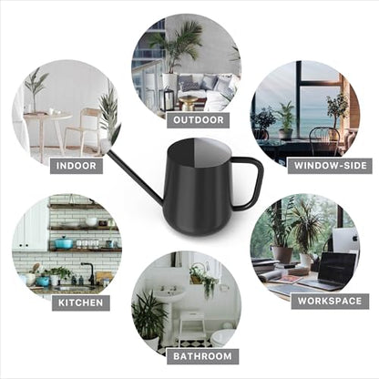 Metal Indoor Plant Watering Can with Long Spout 1000ml - Black - color: Dashing Black