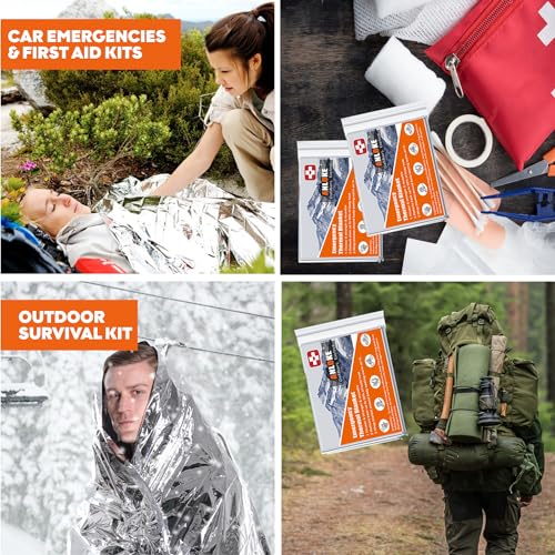 Emergency Blanket Mylar Thermal Blanket(50 Pack) Extra Large Survival Gear - color: Silver--50 Pack