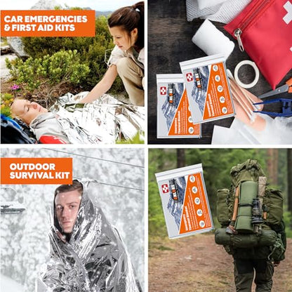 Emergency Blanket Mylar Thermal Blanket(50 Pack) Extra Large Survival Gear - color: Silver--50 Pack