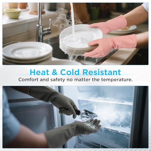 Household Gloves for Dishwashing Cleaning Waterproof No-slip Reusable for Kitchen & Bathroom 2 Pairs - size: Medium