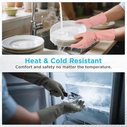 Household Gloves for Dishwashing Cleaning Waterproof No-slip Reusable for Kitchen & Bathroom 2 Pairs - size: Medium