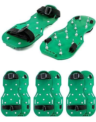 QWORK Gunite Spiked Shoes With 3/4” Short Spikes Perfect For Epoxy Floor, Overlays, Cover Installation, Green Color (Pair) - color: Green, size: 4 Pair