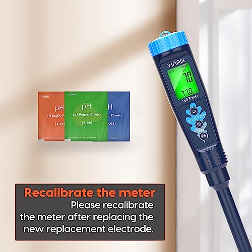YINMIK Soil pH Tester Probe for YK-S01E, Blue Electrode Replacement - style: For YK-S01E