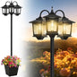 3-Head Solar Lamp Post with Planter, 74" Solar Lamp Post Light - size: Clear Frame