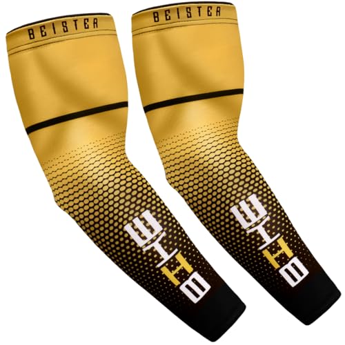 beister Arm Sleeves for Men & Women, UV Protection Cooling Cover and Cyling - color: Yellow, size: XX-Large