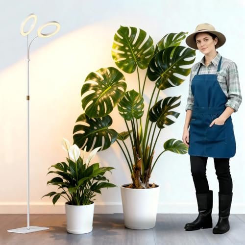 Full Spectrum 68" Floor Grow Lights for Indoor Plants with Base - color: White, size: 2 Head