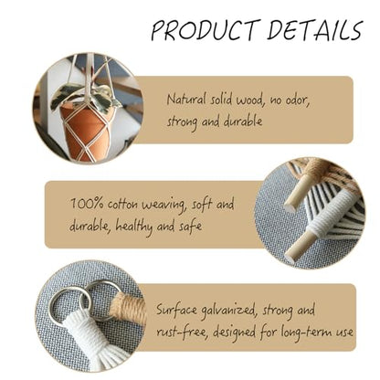 4 Pack Macrame Plant Hangers Indoor Up to 10 inch Pot, Boho Hanging Planters, Plant Holder with 8Pcs Stainless Steel Hooks(4Pcs Black Hanger) - color: 4pcs Black Hanger