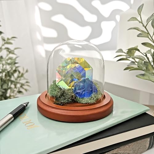 Plymor 3" x 3" Glass Display Dome Cloche (Walnut Base) - color: Walnut Base
